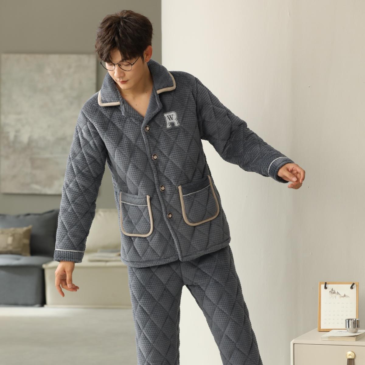 Winter Men`S Pajamas Warm Suit Milk