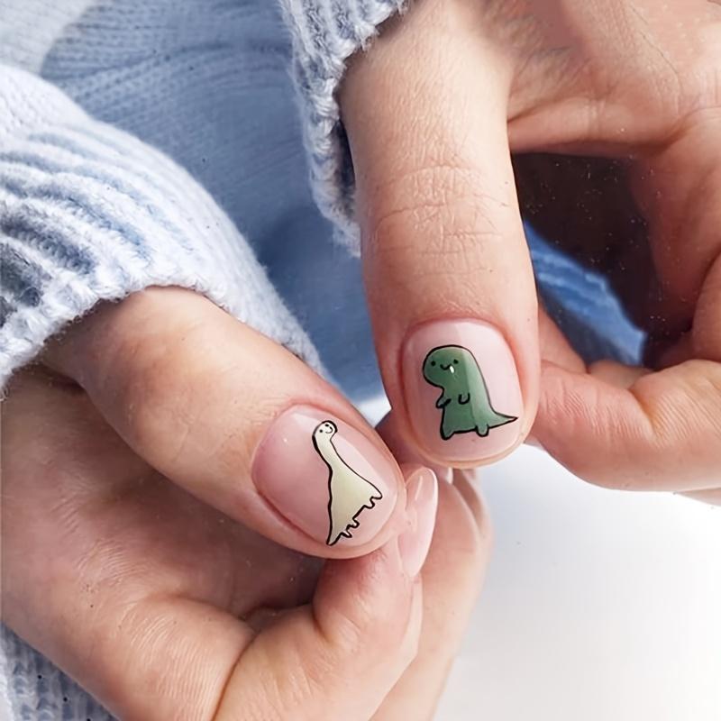 Søte Tegneseriedesign Negleklistremerker, Selvklebende Dinosaur Gris Hund Design Negleklistremerker For Neglekunstdekorasjon, Neglekunstartikler For Kvinner