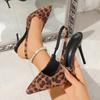 Summer New Pointed Leopard Print Sexy and Versatile Baotou High-heeled Sandals Women's Niche Temperament Heels