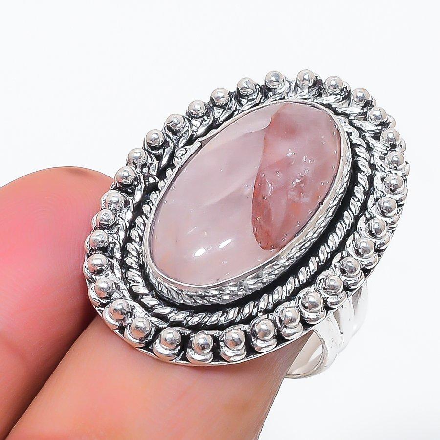 Natural Lodolite Quartz Gemstone 925 Sterling Silver Jewelry Ring Size 9 G4o02