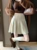 Women's High-Waisted Knitted Midi Skirt - Soft, Milky Color, Flaw-Hiding, A-Line Style for Autumn/Winter