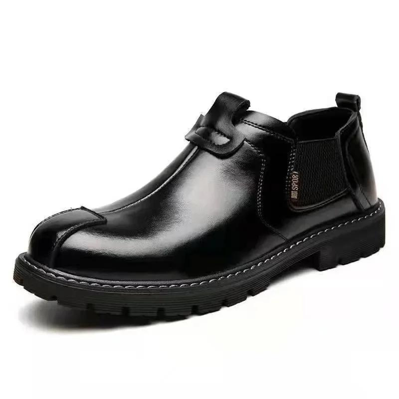 High Quality Retro Men Ankle Boots British Chelsea Business Casual Leather Shoes Fashion Comfortbale Thick Sole Work Boots Botas