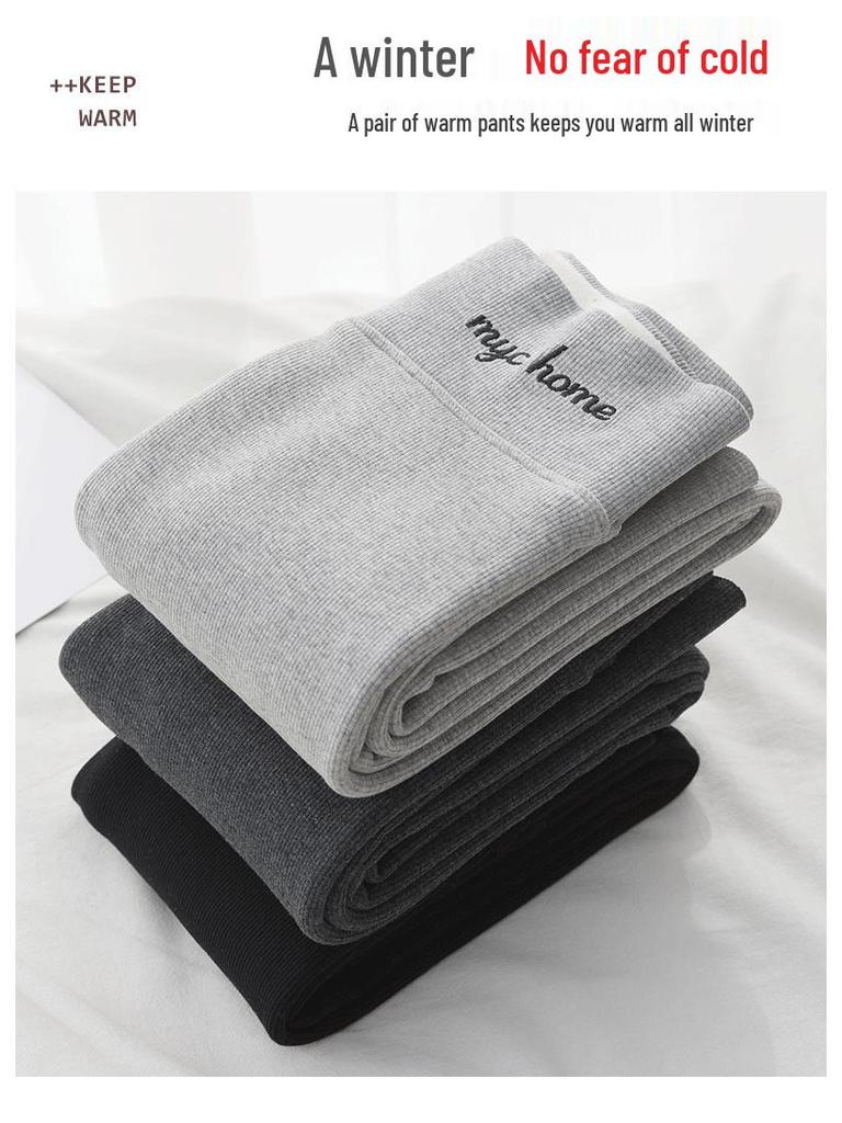 Damen Lammwoll-Leggings mit hohem Bund und Samtfutter - Warme, dicke, kältebeständige Winterhose