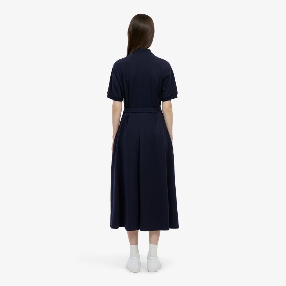 Lacoste Women's Fit and Flare Short Sleeve Pique Dress EF211E-56GHDE