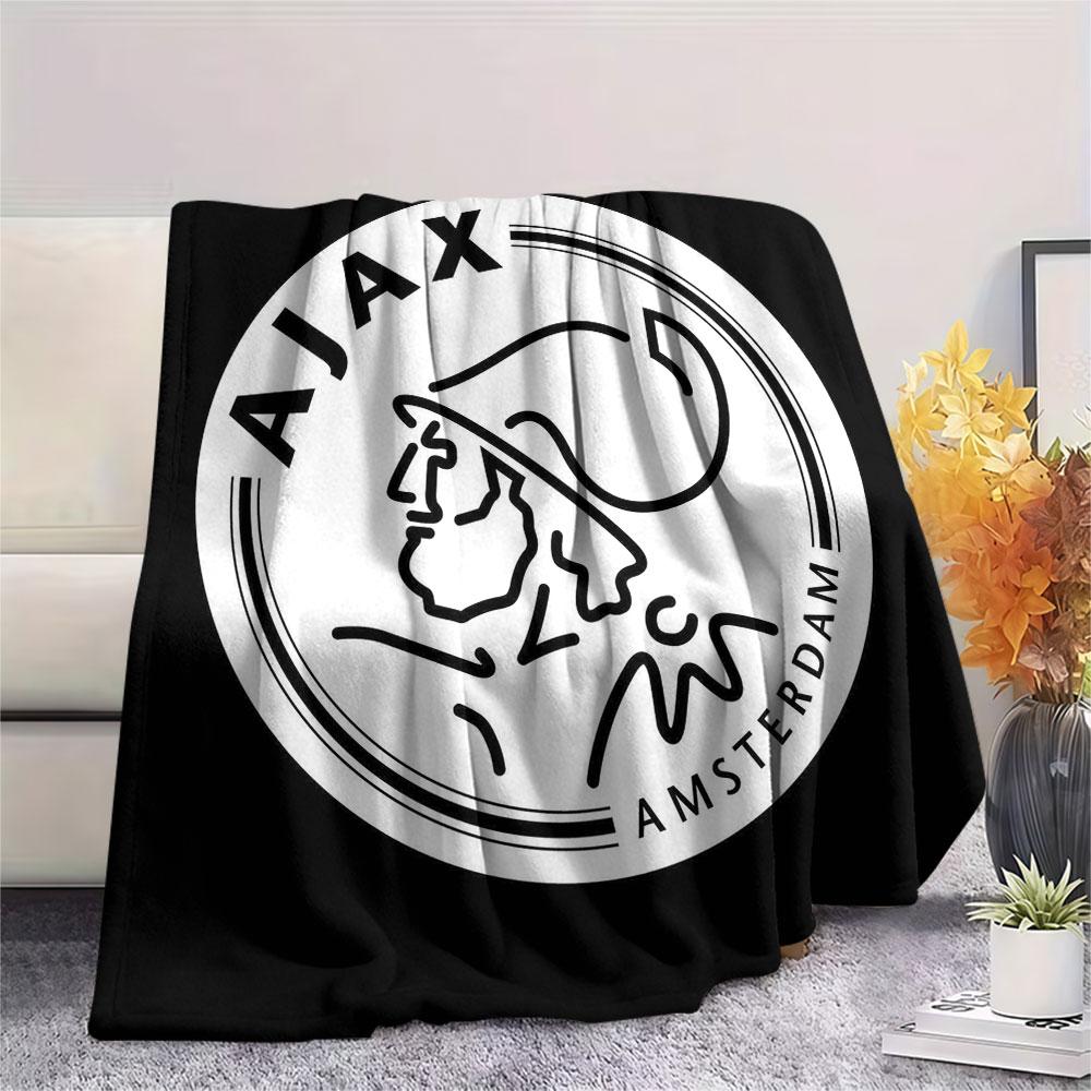 AFC Ajax Amsterdam Printed Flannel Blanket, soft throw for bedroom sofa, washable,soccer fan merchandise, great gift.