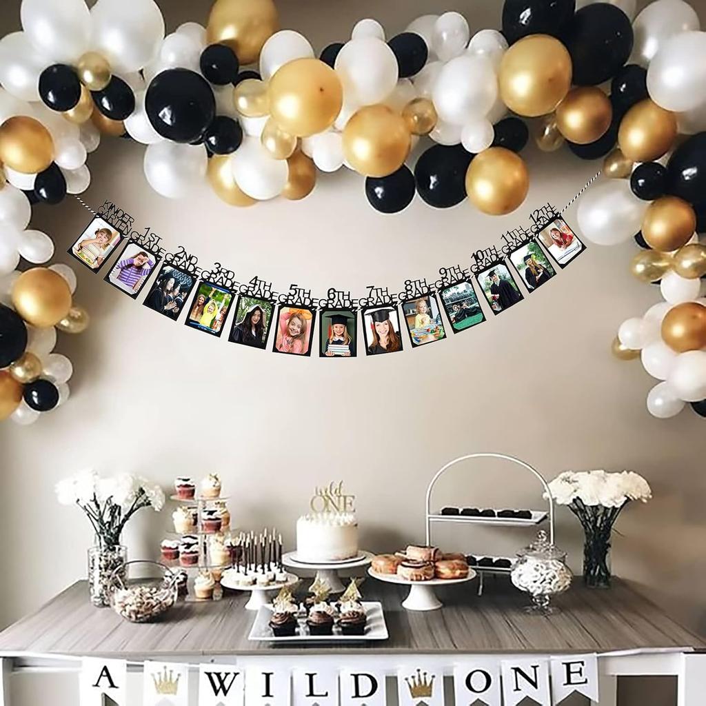 Graduation Photo Banner for Party Decoration, Including Kindergarten to 12th Grade Picture Banner Middle High School College Graduation Party