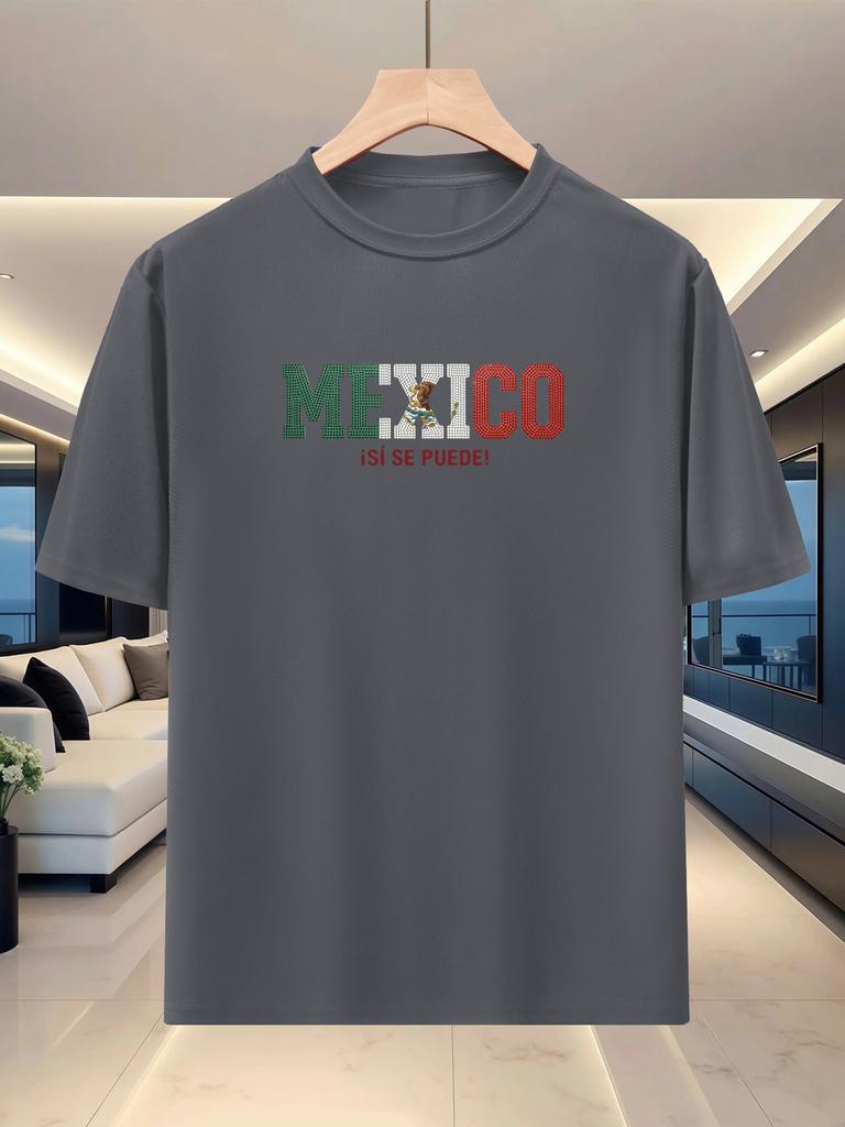 Unisexs Summer Roundneck Shortsleeve Casual Sportswear National English Theme Series Printed Tshirt Mexico