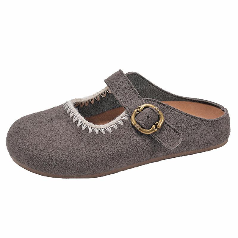 Internet celebrity explosion red retro thick bottom bag head drag women summer wear 2025 new French versatile Birkencool slippers