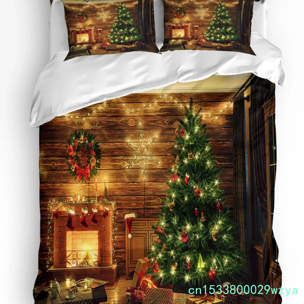 Christmas City Houses Building Castle Bedding Set 3pcs Duvet Cover Pillowcase Kids Adult Quilt Cover Double Bed Set Home Textile