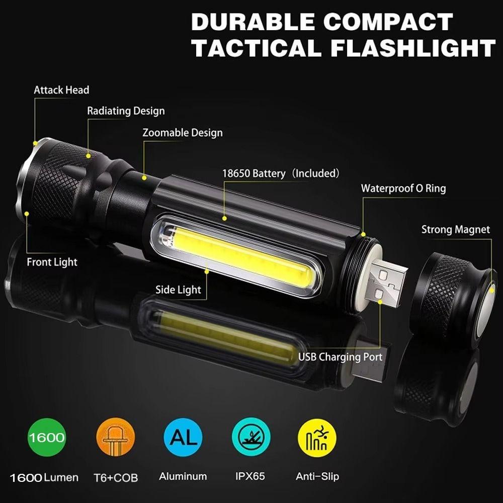 Magnet Bottom Portable LED Flashlight Handheld Long Lasting Mini Camping Lamp Red Light Waterproof Emergency Lighting Fishing