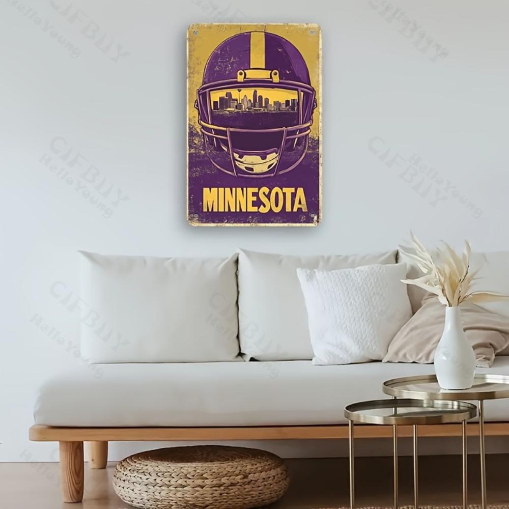 Vintage Minnesota Football Helmet Metal Sign 8x12 Inches Perfect for Home Bar Office Decor Ideal Gift for Sports Enthusiasts