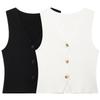 Fashion Wind 2024 Summer New Versatile V Neck Knitted Vest Ivory Outwear 1231948001