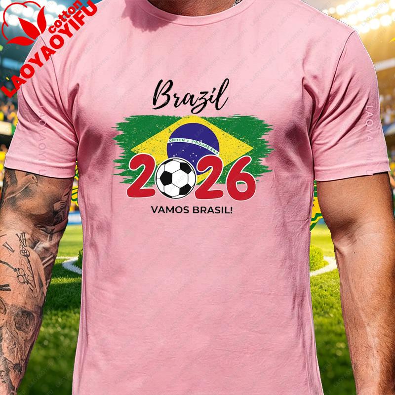 Brazil Country Flag Soccer Fan T Shirt Unisex Retro Vintage Football Supporter Trendy Casual Streetwear Daily Lifestyle Top