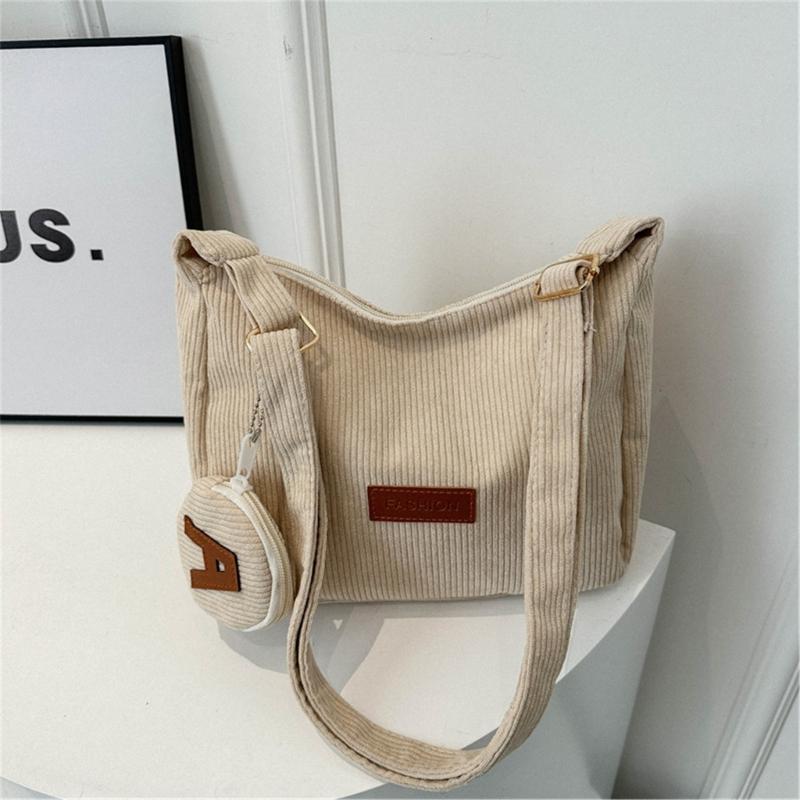 2024 NEW Crossbody Bag Corduroy Shoulder Bags Large Capacity School Book Bag Fashion Bags for Teen Girl Student