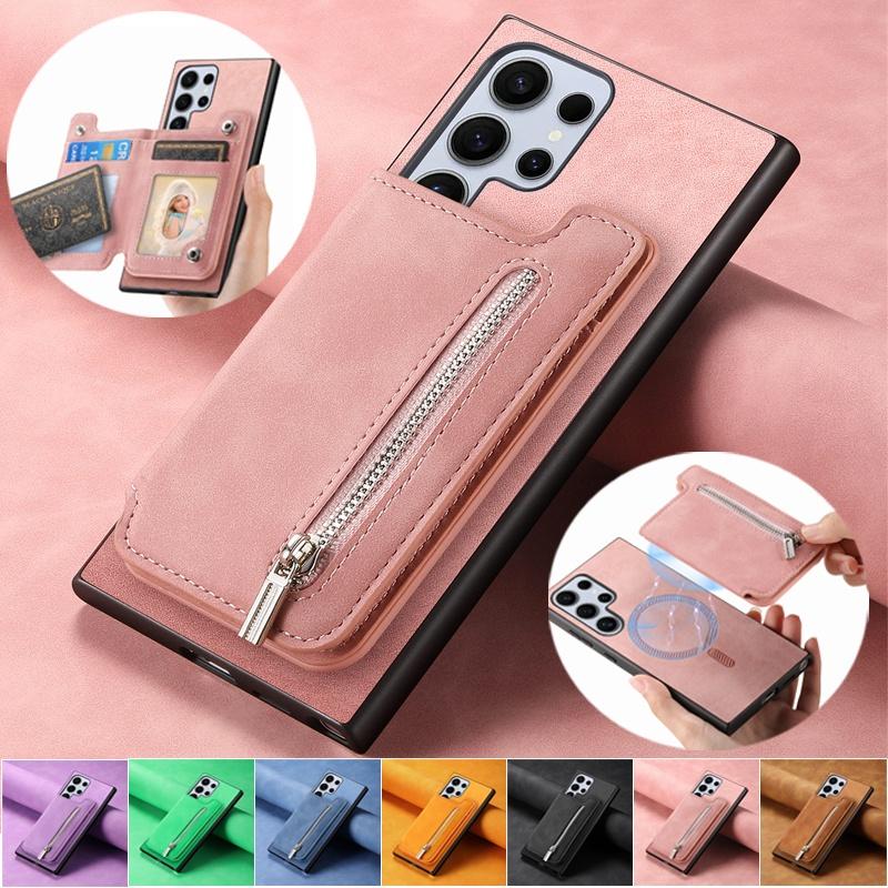 Magnetic Leather Wallet Phone Case For Samsung Galaxy S25 Edge S24 Ultra S23 Plus A17 A07 A55 A35 A15 A54 A34 A56 A36 A16 Cover