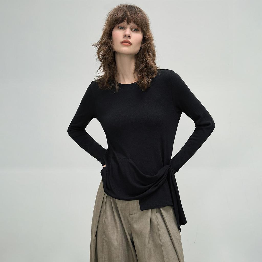 Women's Irregular Long-Sleeve Tie-Up Shirt - Autumn 2025