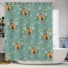 Ladybug Floral Printed Shower Curtain For Bathroom Decor, Quick Dry Waterproof Fabric, Polyester Bath Rug Mat Set Green