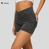 European & American Women's High-Waisted Butt-Lifting Denim Yoga Shorts with Pockets, Slimming 3/4 Length.