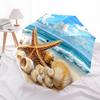 1 PC Automatic Folding Umbrella - Starfish Shells Pattern, Portable & Foldable Design with 8 Ribs, Christmas Birthday Gifts
