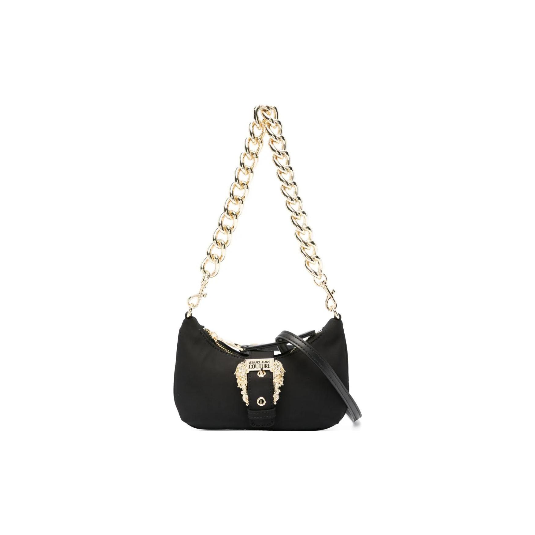 Versace Jeans Couture Removable Gold Buckle Chunky Chain Nylon Crossbody Tote Bag Women bags Black 75VA4BFRZS809899 Basic Set BagDust Bag 31750₽