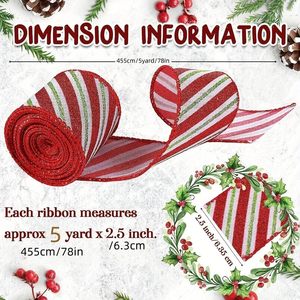 New 5 Yards Christmas Gift Bow Ribbon Lightweight DIY Red Trim Wired Ribbon Wedding Party Xmas Ornaments Fabric Swirl Ribbon