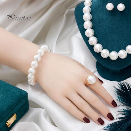 Faux Pearl Earrings Set 3Pcs/Set Imitation Pearls Jewelry Set, Adjustable Length Choker Necklace with Ear Studs Wedding Bracelet And Bracelet,