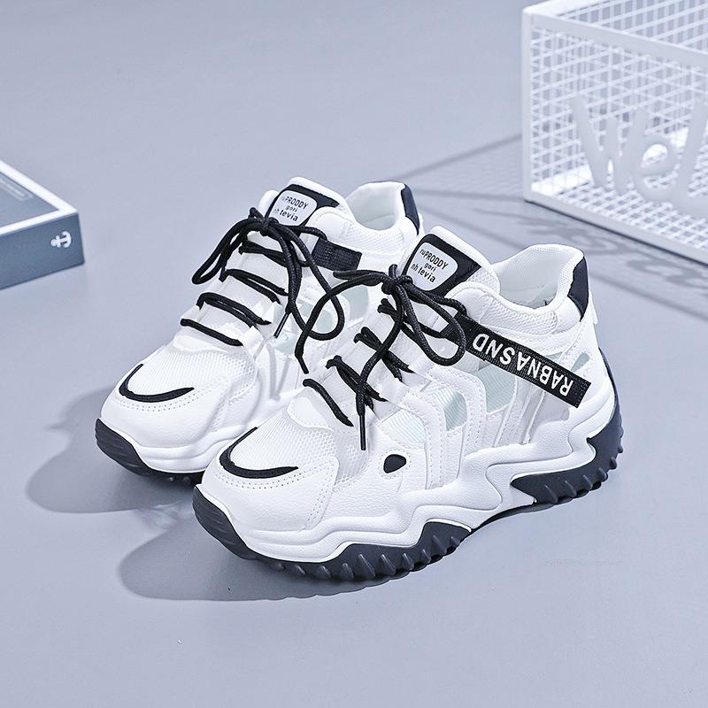 Dad Shoes Perforated Mesh Shoes Breathable Student Sports Shoes Casual Sandals Thick-soled Shoes