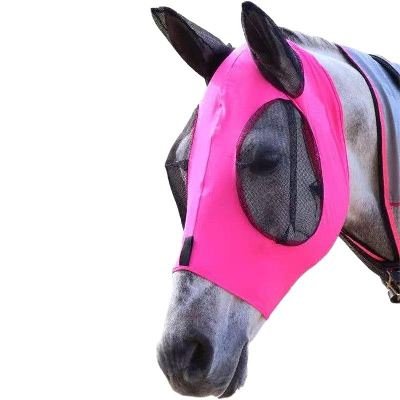 Equestrian Horse Head Mask: Breathable, Elastic Face Cover for Fly and Insect Protection
