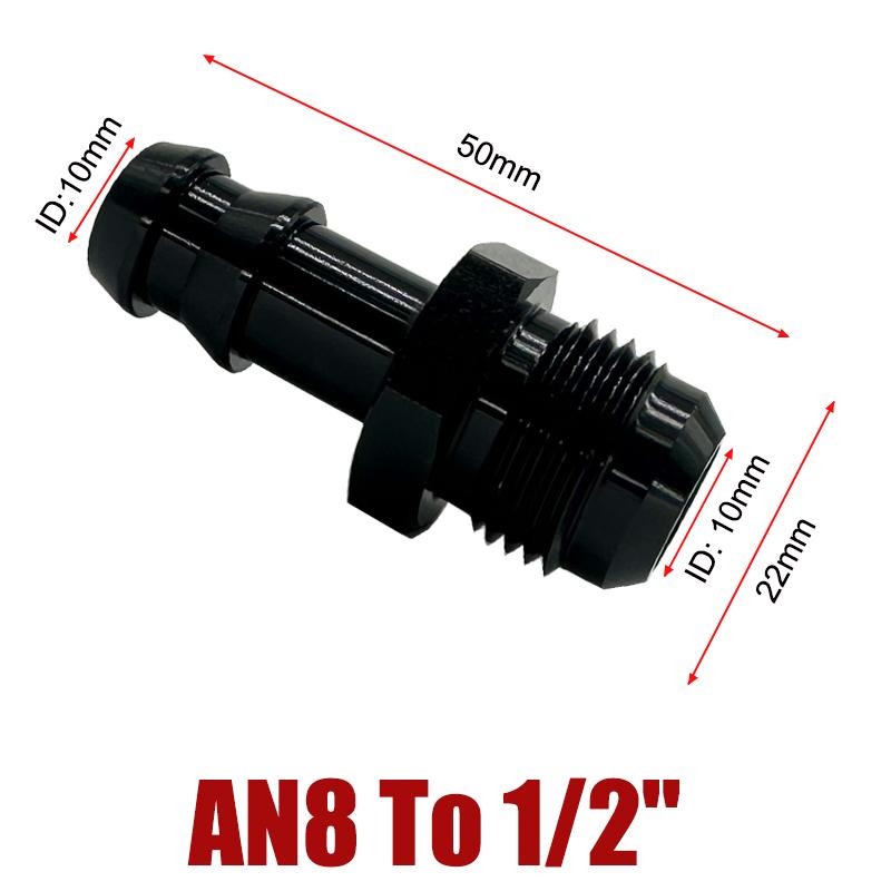 

1/2/4X 6AN AN6 Flare to 3/8 5/16 Hose Barb Fittings Adapter Aluminum Oil Fuel Line 8AN AN8 Male to 1/2 Push On Barb Connector AN8 to 1 2