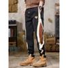 Foreign Trade Surplus American-Style Color-Blocked Casual Pants for Men, Spring and Autumn Loose Elastic Jogger Pants, Vintage Workwear Long Pants