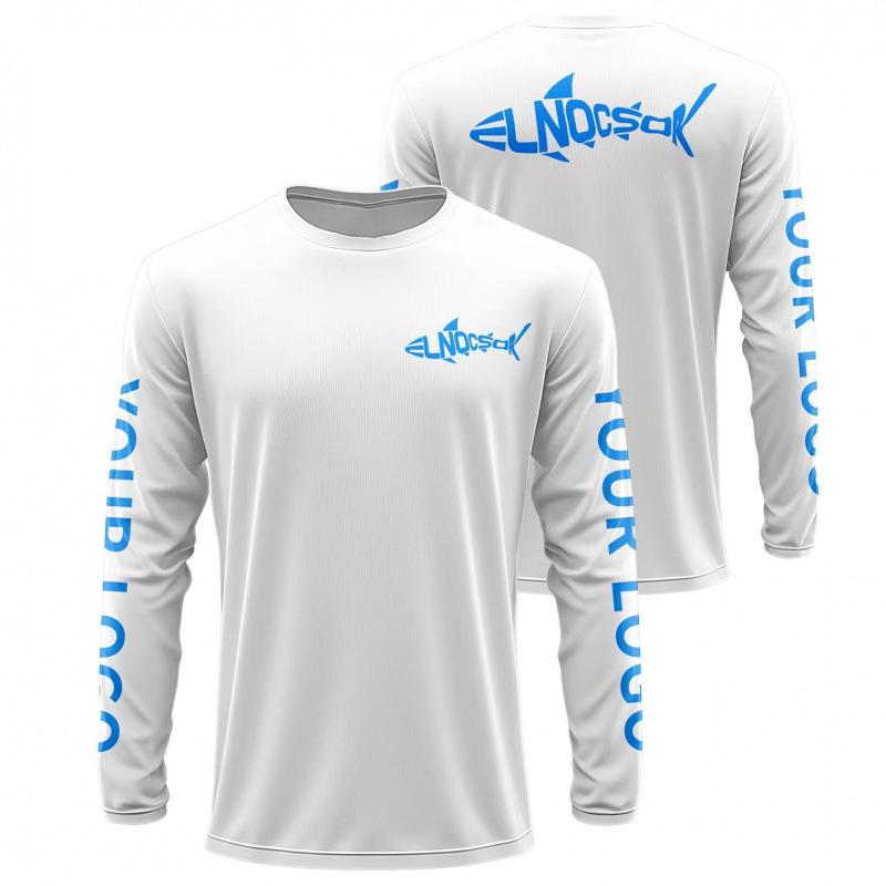 Men's Quick-Dry UV Protection Long Sleeve Fishing Shirt with Breathable Logo Pattern