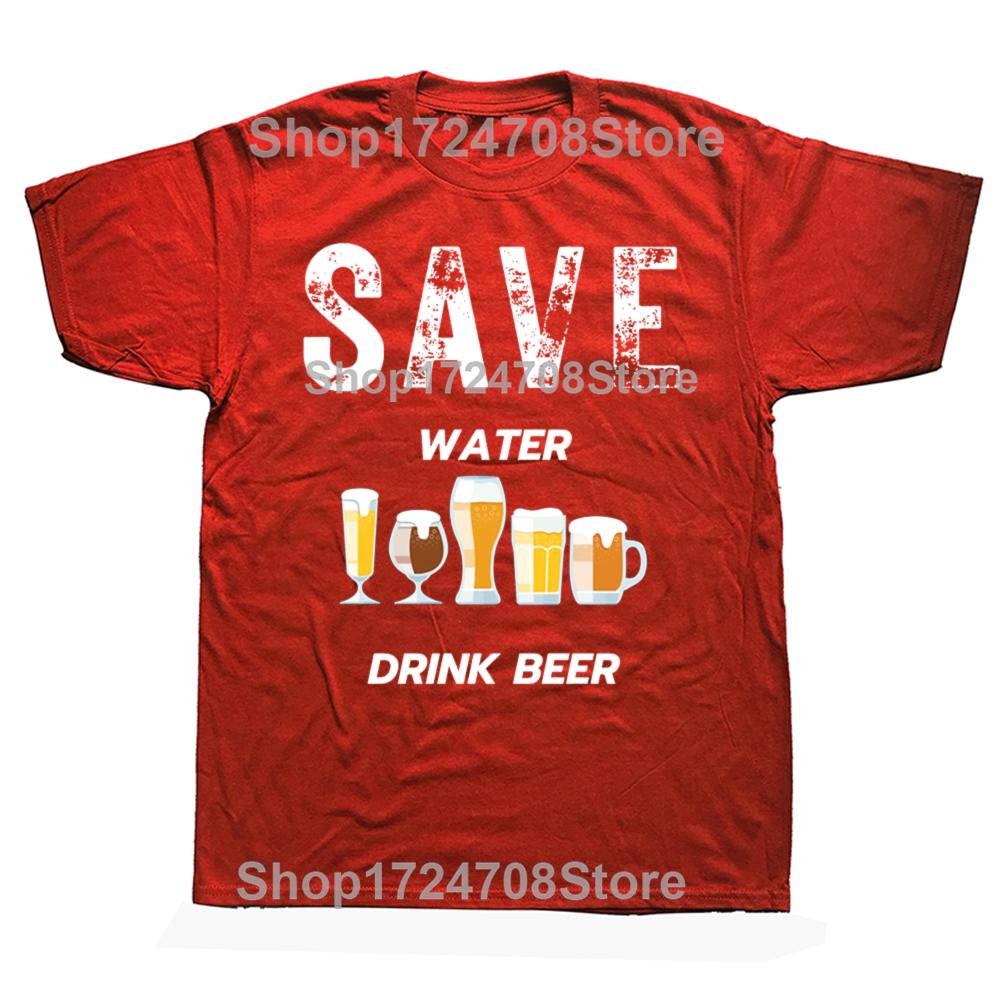 Funny Save Water Drink Beer T Shirts Cotton Streetwear Short Sleeve Birthday Gifts Mens Clothing Fashion Casual Loose T Shirt