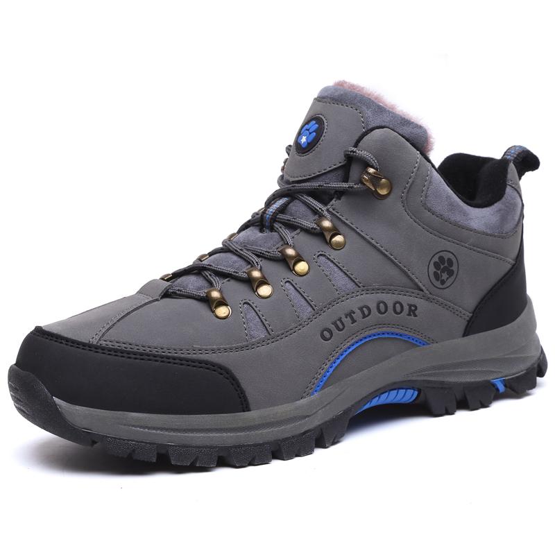 Outdoor Hiking Shoes Mid-top Men Boots Plush Breathable Women Shoes Wear-resistant Lace-up Men Casual Sports Shoes Women