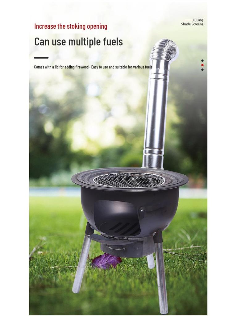 Portable Outdoor Firewood Stove with Threaded Round Legs - New Model