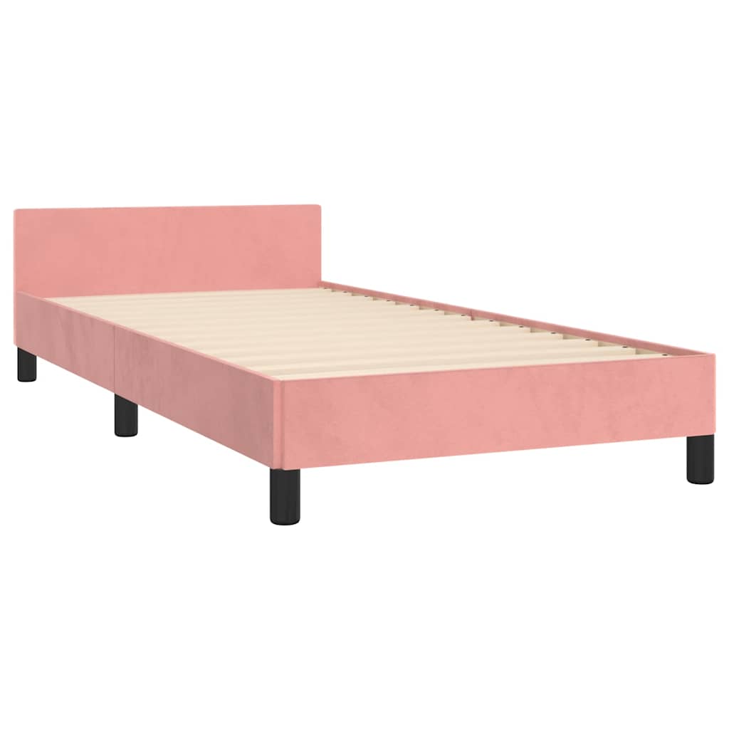 Vidaxl Rama Łóżka Z Zagłówkiem Bez Materaca, Różowa 90X200Cm Aksamitna