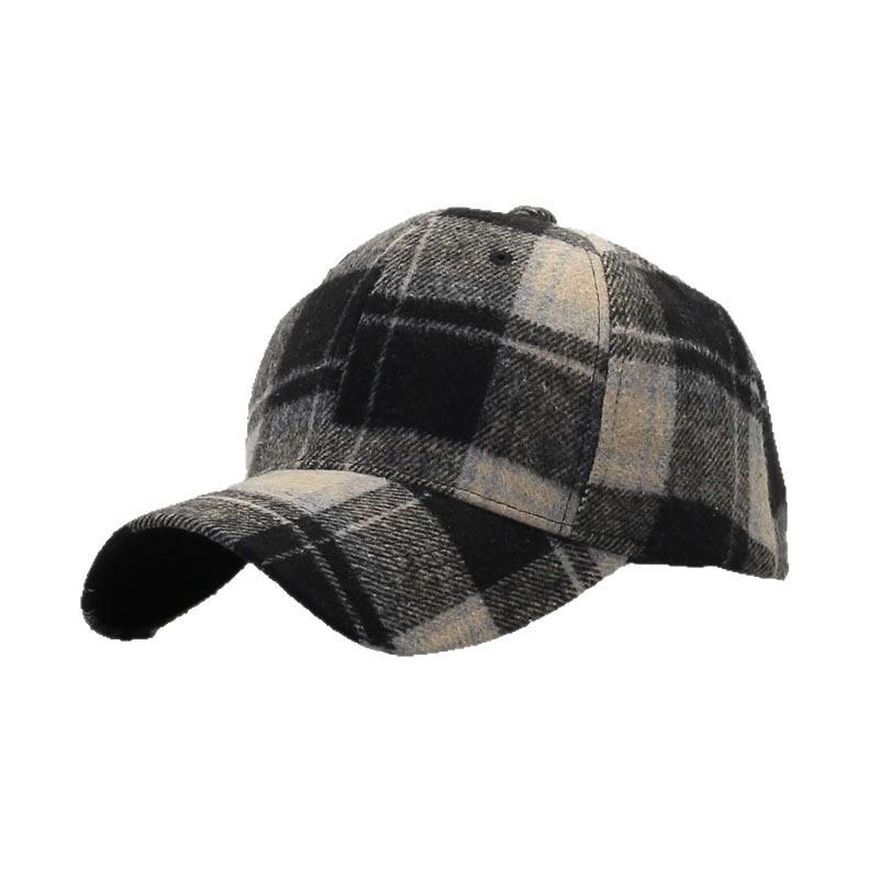 Hats Men's and Women's Autumn and Winter Woolen Materials Outdoor Warmth British Plaid Baseball Cap Casual Plaid Cap