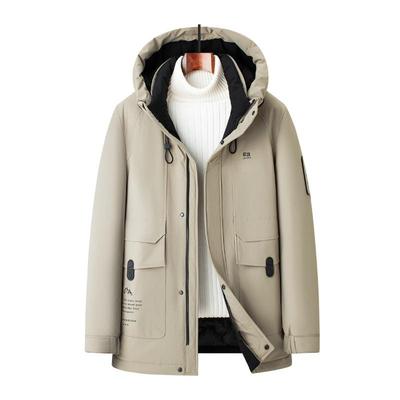 Herren Daunenjacke Winter Neuer Stil Winddicht und Warm Weiße Entendaunen Mode Lässig Kapuzen-Arbeitskleidung Daunenjacke
