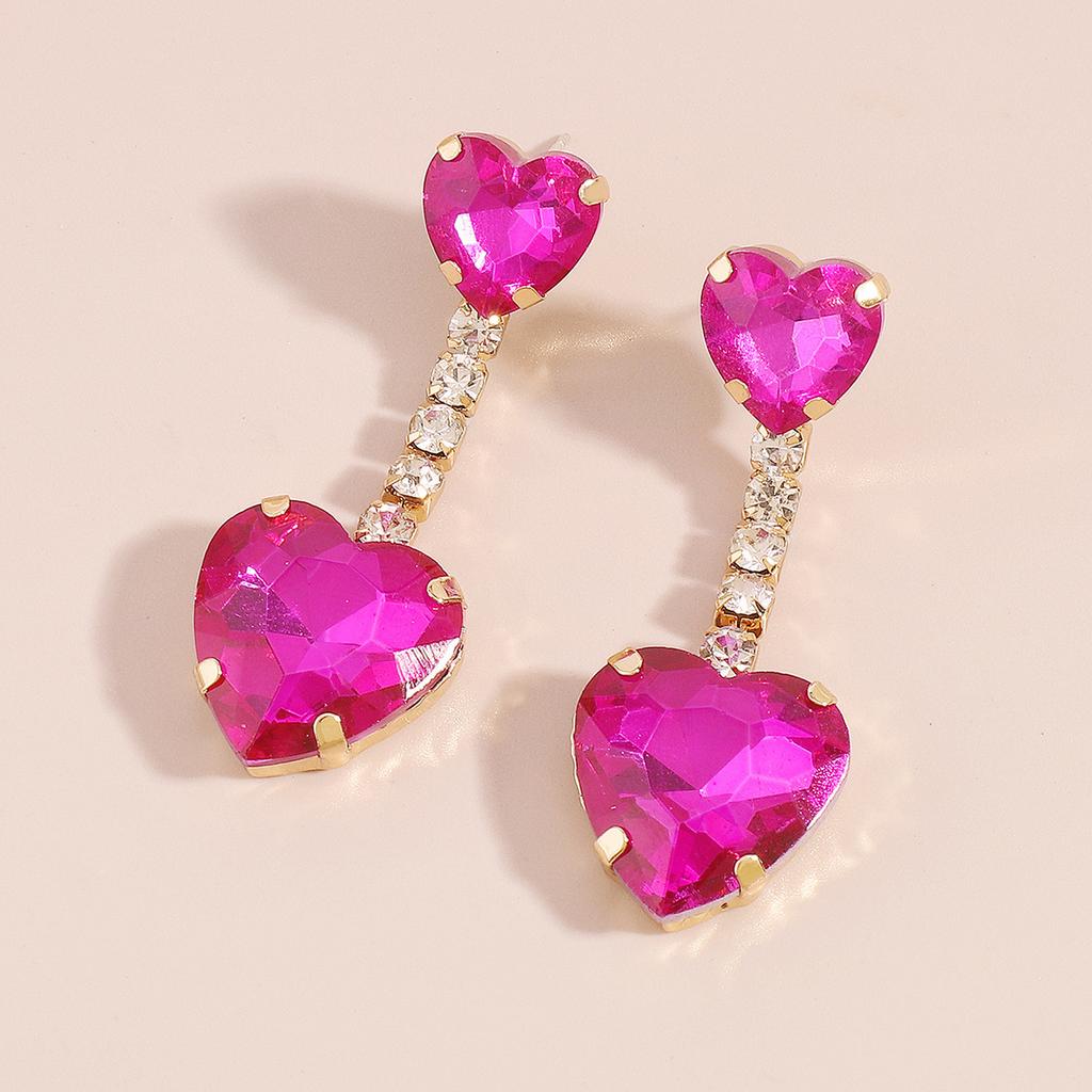 Ženské a jedinečné geometrické náušnice Love-heart se zirkonem na Valentýna