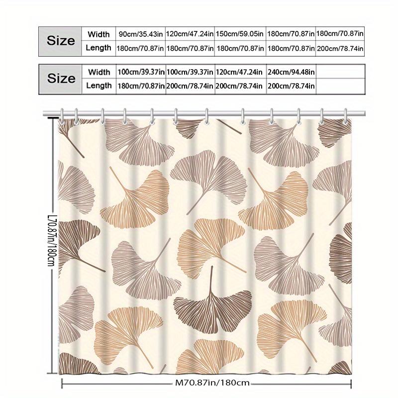 Elegant Tropical Leaf Print Shower Curtain Beige Gold Pattern Modern Bathroom Decor Waterproof Size 180x200cm