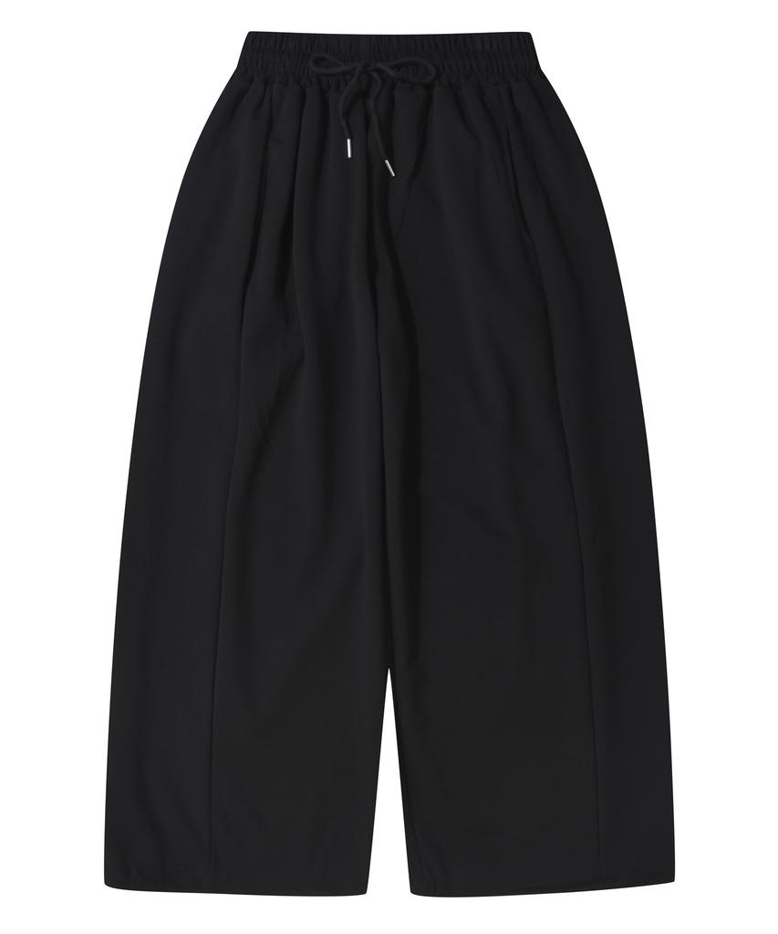ROCKED GARAGE Unisex All-Season/Fleece-Lined Training Pintuck Balloon Two-Way Wide Pants_Black