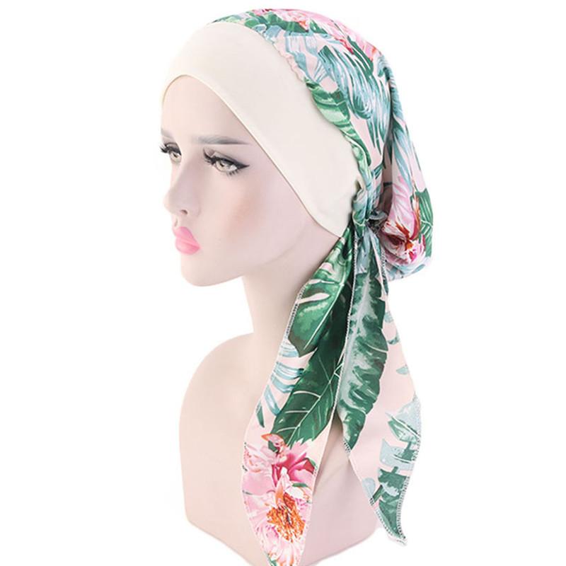 Neu Elastische Mode Turban Hut Druck Frauen Warme Winter Kopftuch Motorhaube Innere Hijabs Kappe Moslemisches Hijab