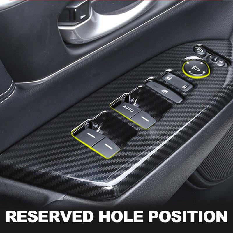 Matte Carbon Wood Grain Trim For Honda CRV CR-V 2017 - Car Inner Armrest Window Glass Lift Switch Garnish Protector Cover