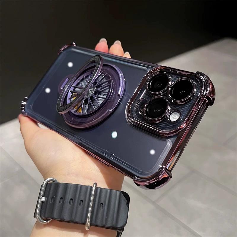 Luxury Plating Fidget Spinner Stand Holder For iPhone 15 14 Plus 13 12 11 Pro Max For Magsafe Wireless Charge Magnetic Cover