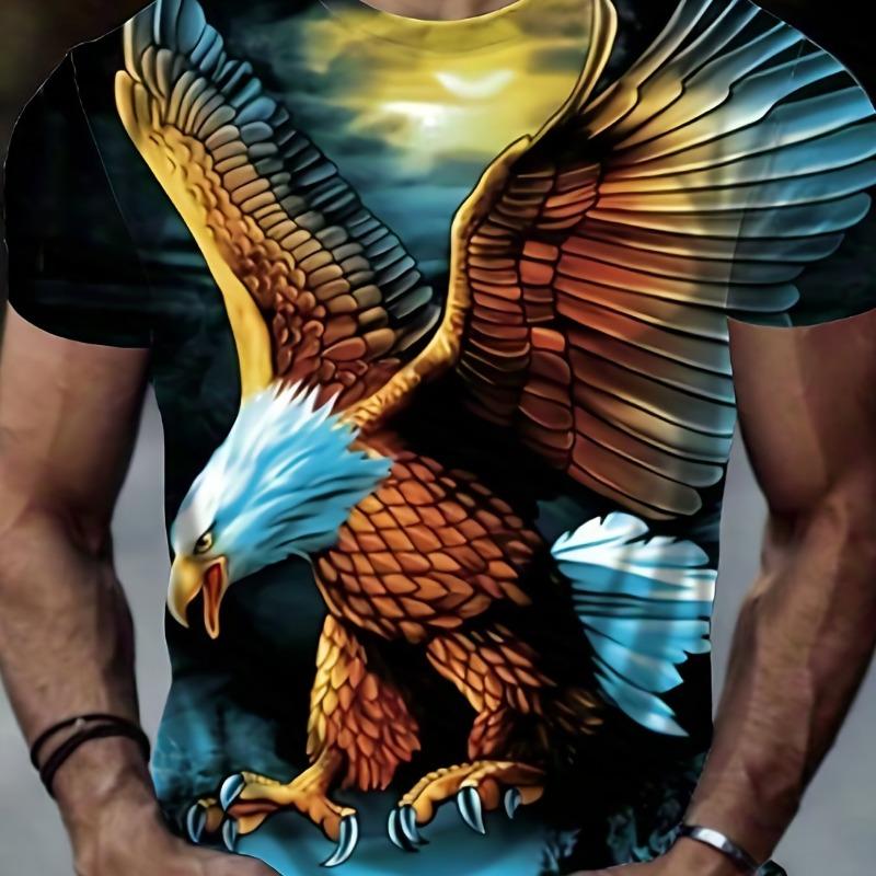 

Чоловіча футболка з принтом у формі 3D орла, модний літній топ з короткими рукавами, чоловічий одяг M