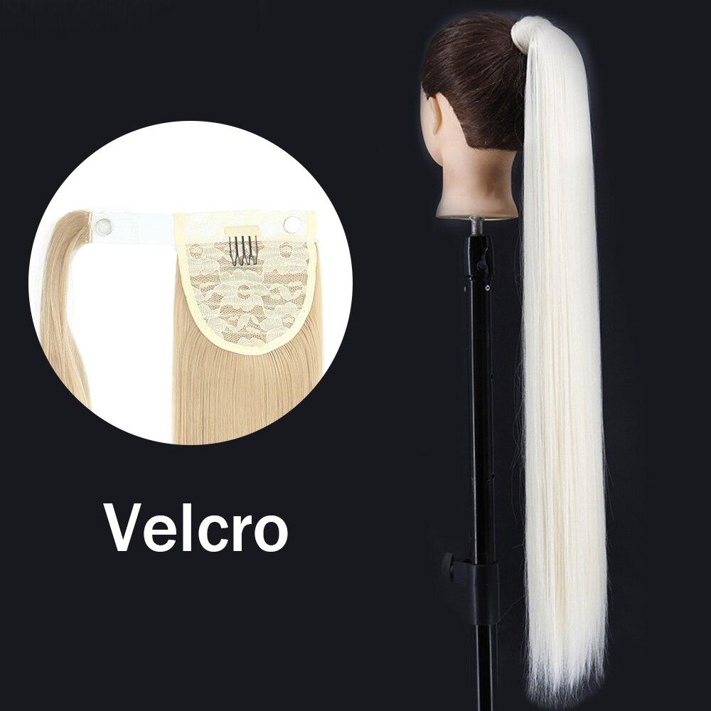 XINRAN Peluca de Cola de Caballo Recta Super Larga para Mujer Colorida Lazo Velcro Extensiones de Cabello Sintético Resistente al Calor Cola de Caballo