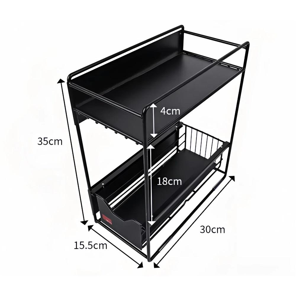 Магнитная полка для хранения на холодильник, боковое хранение, настенная, совмещенная боковая полка для хранения, многоярусная полка для кухонных принадлежностей и специй 2 layer（tissue holder чёрный