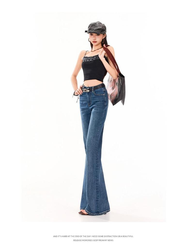 Jeans Elásticos de Tiro Alto Micro-Campana Estilo Retro Americano para Mujer Primavera 2026