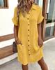 Summer Minimalist V-neck Button Up Dress for Women