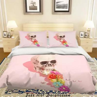 Flower Skull Duvet Cover Bedding Set Decoration Gift Suitable For Children Boys Girls Adults. Warm Soft Comfortable Breathable