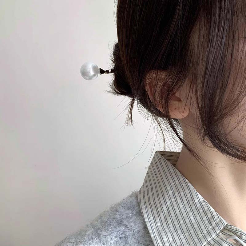 New Chinese Style Pearl Hair Sticks for Women Fashion Metal Thorn Texture Chopsticks Hairpins Bun Styling Tools Hair Accessories